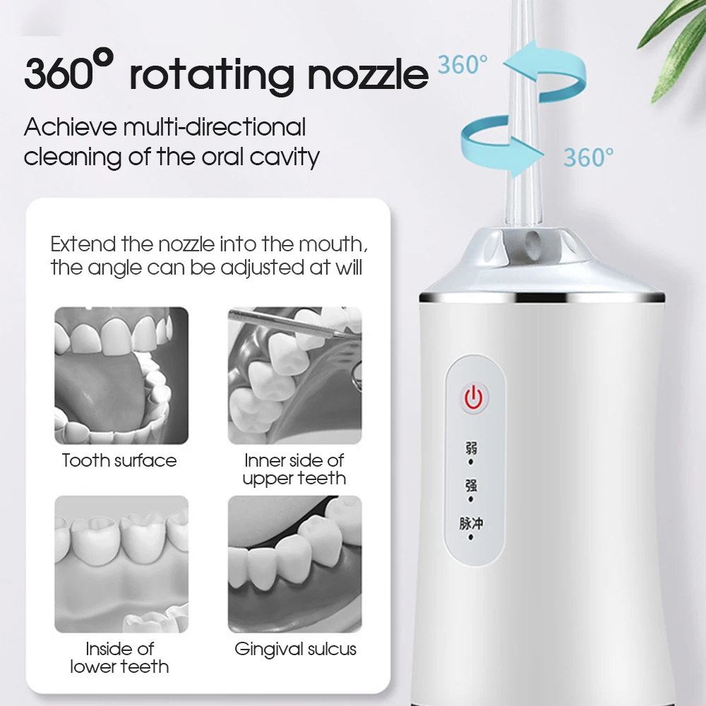 House Home [ZS] 240ml Portable Water Dental Flosser 4 Jet Tips 3 Modes Rechargea - £39.02 GBP