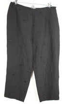 Edward 10 Black Embroidered Safari Animal Silk Linen Crop Pants - £19.74 GBP
