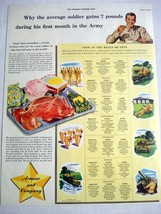 1942 WWII Color Ad Armour and Company, Chicago With Army Menus - $9.99