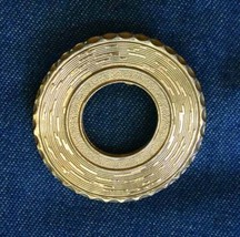 Mid Century Modern Textured Gold-tone Circle Scarf Clip 1960s vintage 1 ... - $12.95