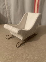 Pier 1 Sleigh Planter Table Decor-Christmas White Wood 8”x4”-Farmhouse Kitchen - £17.30 GBP