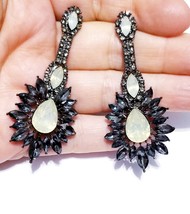 Gothic Chandelier Earrings, Rhinestone Drop Earrings, Dangle Austrian Crystal Je - £27.19 GBP