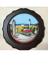 NEW ALBANIA GUM+WOOD ALABASTER PLATE-CIRCLE TIRANA PLATE-ALBANIA SOUVENI... - $44.55