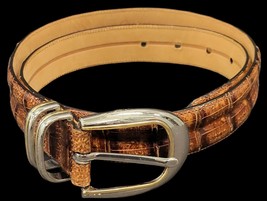 CALE Belt Genuine Crocodile 1 1/8&quot; Width Brown Made in Spain  #M- 4189 SZ 32 - £70.41 GBP