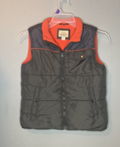 Roebuck and Co. Zip-Up Puffer Vest Boy&#39;s size 10/12  Gray with Orange Fl... - $18.70