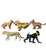 Set Of 5 Wild Animal Figurines - Tiger Monkey Leopard Lion Cheetah - Pla... - $19.85 CAD