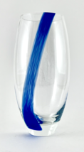 Lenox Vase Crystal Clear w/Blue Sea Swirl Etched Dolphins 8” Made in Scotland - £26.97 GBP