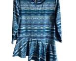 New Directions  Tunic Top Women Size Small  Blue Waves Career Asymetrica... - $14.23