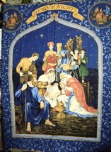 Cranston Print Works 2005 Christmas Nativity Fabric Panel 35 X 45 Blue Religious - £8.95 GBP