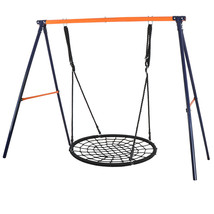 Yellow Powder-Coat Painted Steel Swing Frame + 40&quot; Spider Web Swing Max ... - £120.53 GBP