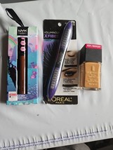 Black Radiance Makeup Brulee, Loreal Mascara Blk WP &amp; NYX Lip Lingerie Deep Root - £17.36 GBP