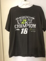 Kyle Busch #18 2x Champion Monster Cup T-shirt XL NASCAR Gray VG JGR M&amp;M&#39;s - £12.70 GBP