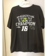 Kyle Busch #18 2x Champion Monster Cup T-shirt XL NASCAR Gray VG JGR M&amp;M&#39;s - £12.48 GBP