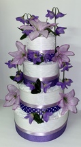  Purple , Lilac , Lavender and White Floral Baby Girl Shower Diaper Cake Gift - £89.91 GBP