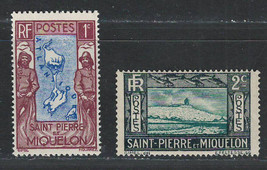 St. Pierre &amp; Miquelon 1932-33 Very Fine Mlh Stamps Scott# 136-137 - £0.74 GBP