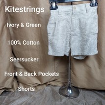 Kitestrings Ivory &amp; Green Seersucker Pockets Shorts Size 3T - $8.00