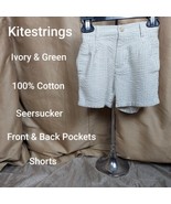 Kitestrings Ivory &amp; Green Seersucker Pockets Shorts Size 3T - £6.29 GBP
