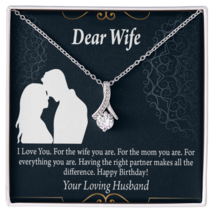 To My Wife  Happy Birthday Dear Alluring Ribbon Necklace Message Card - £53.28 GBP+