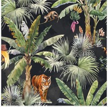 Haokhome 93163 Modern Peel And Stick Wallpaper Tropical Palms And Jungle Animal - £31.13 GBP