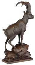 Sculpture MOUNTAIN Lodge Climbing Ibex Goat Resin Hand-Painted Hand-Cast - £191.04 GBP