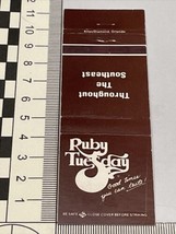 Vintage Matchbook Cover  Ruby Tuesday Restaurant  Throughout The Southeast  gmg - £9.73 GBP