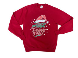Vintage JERZEES Size Large Red Crewneck Sweatshirt Made In USA Dear Santa I Want - £22.08 GBP