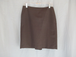 Ann Taylor skirt straight  pencil 6P brown poly wool blend lined double pleat - £12.38 GBP