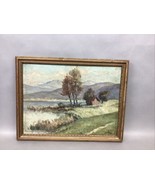 Vintage 1940 Country Mountain Lake Scene Painting By Z. Bucci - 17.5x13.5” - $74.25