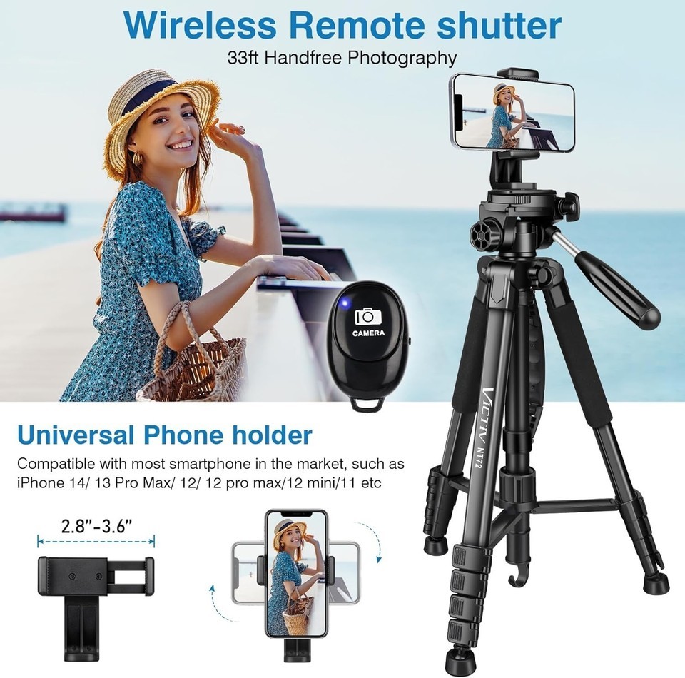 Heavy-Duty 72" Camera Tripod with Monopod Functionality - Perfect for YouTubers Item image 7