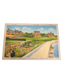 Postcard Residences Cliff Walk Belmont Beach Newport Beach Rhode Island Linen - £5.60 GBP