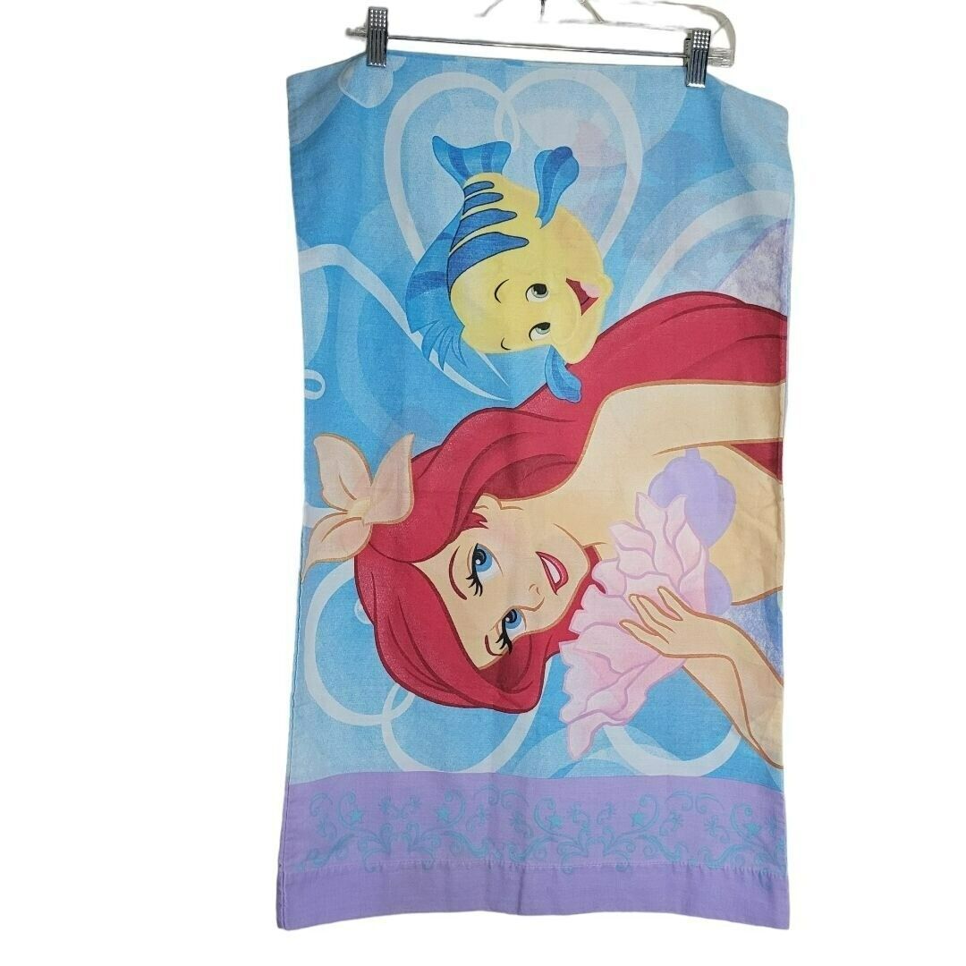 Disney Little Mermaid Pillowcase Vintage 1990s Ariel Cartoon Princess Flounder S - $17.60