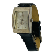 Vintage Wrist Watch Rhinestones with letter S Leather Black Band - £4.66 GBP