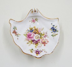 Hammersley Bone China Shell Trinket Pin Candy Footed Dish Floral Gold Trim - £20.09 GBP