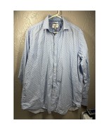 CON.STRUCT Stretch Blue Medallion Slim Fit Stretch Button Shirt Size 17 ... - $32.95