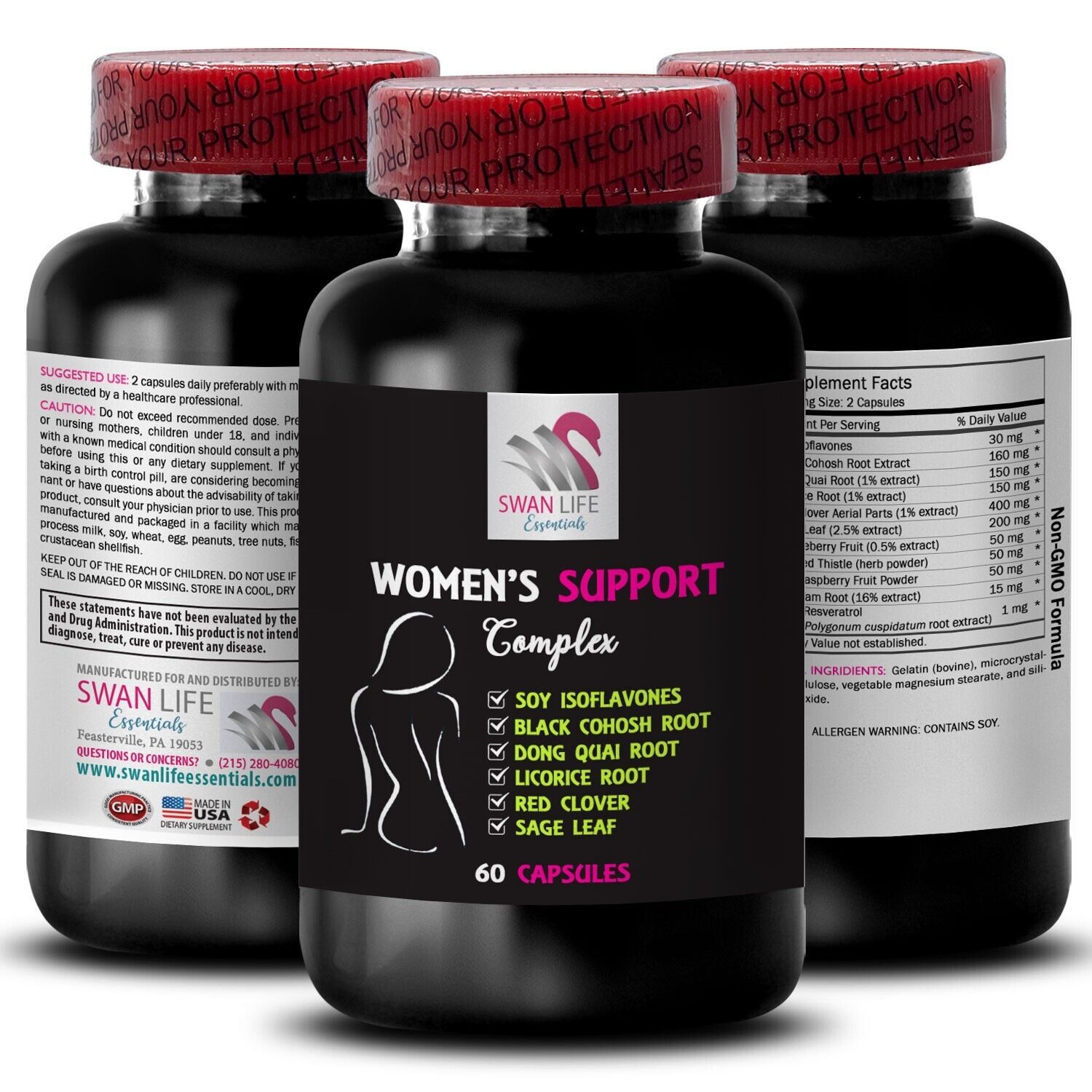 Female Hormonal Balance - WOMENS SUPPORT COMPLEX - Red Clover Herb 2 Bottle  Item image 2