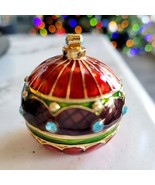 Rare Christopher RADKO Jeweled Enamel Christmas Trinket Pill Box VTG SHI... - $56.09