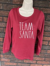 Rae Dunn Team Santa Sleep Shirt Small Long Sleeve Red Stretch Top Christmas - £7.59 GBP