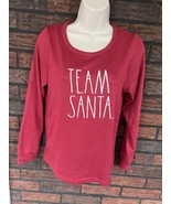 Rae Dunn Team Santa Sleep Shirt Small Long Sleeve Red Stretch Top Christmas - £7.42 GBP
