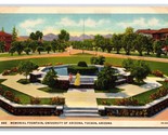 Memorial Fountain University of Arizona Tucson AZ UNP Linen Postcard N25 - $3.37