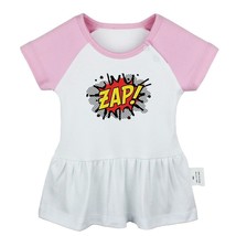 Superhero words ZAP Newborn Baby Girls Dress Toddler Infant 100% Cotton Clothes - £9.82 GBP