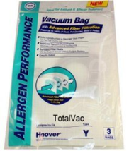Hoover Paper Bag Ty-Y Allergen 3 Pack Dvc Replacement #464694 - £6.14 GBP