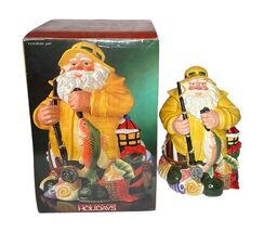Home For the Holidays Fisherman Santa Lighthouse Ceramic Cookie Jar Chri... - $206.95 CAD