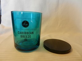Blue Glass Candle Holder Caribbean Breeze 5&quot; Tall, Empty With Lid - £19.95 GBP