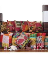 Vintage Kantha Sari Cushion Cover Pillow Covers Handmade Boho Cushion Co... - $25.23 CAD+