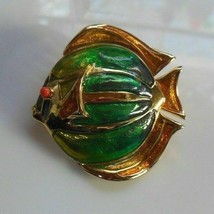 Vintage Signed LC Gold-tone Fish Brooch - £14.08 GBP