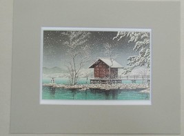 Matted Print Kawase Hasui Japan Kansa no Miya Shrine  8 x 10&quot; Sealed Gray Mat - £10.12 GBP
