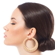 Gold Ribbed Bamboo Hoops - $23.99