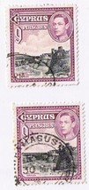 Cyprus King George VI 9 Piastres Stamps (2) Used VG - £1.54 GBP