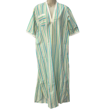 Vintage Donna Richard for Gilligan O&#39;Malley Striped House Dress Muu Muu Size M  - $34.60