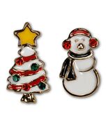 SNOWMAN AND CHRISTMAS EARRINGS Cute Holiday Enamel Gold Plate Post Stud NEW - $53.84 MXN